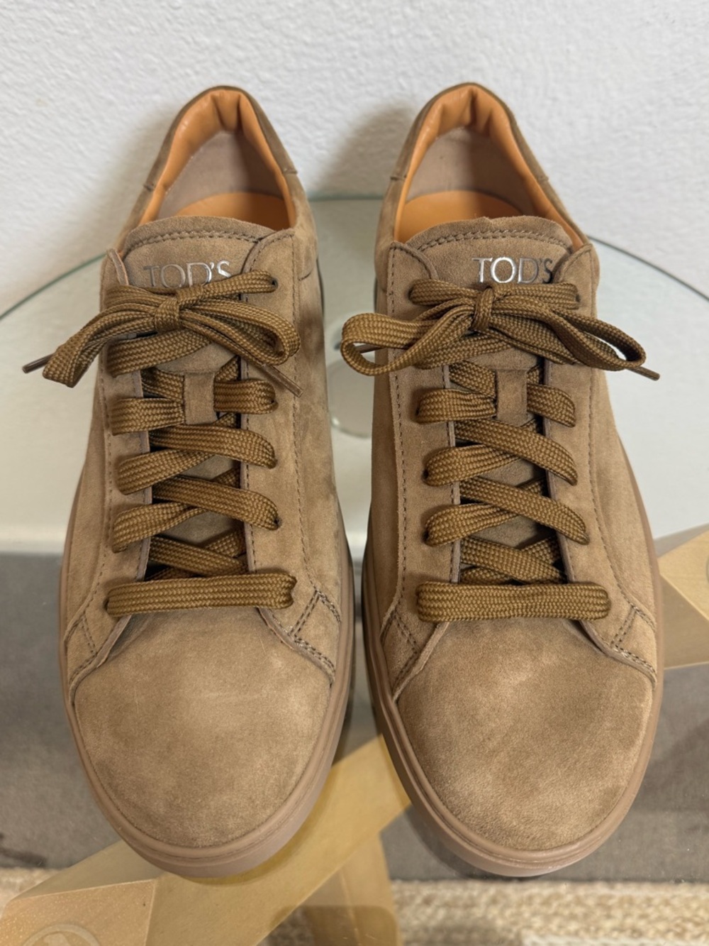 NWOB TOD'S Men's Pashmy Suede Sneakers - Camel Brown